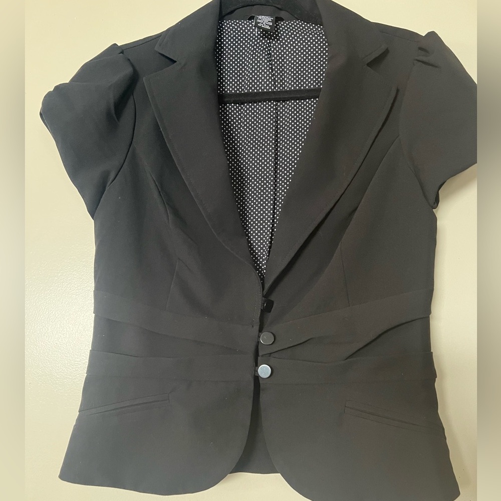 Maurices Black Short Sleeve Notch Collar Blazer